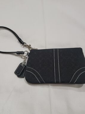 Coach Black Signature Wristlet Pouch